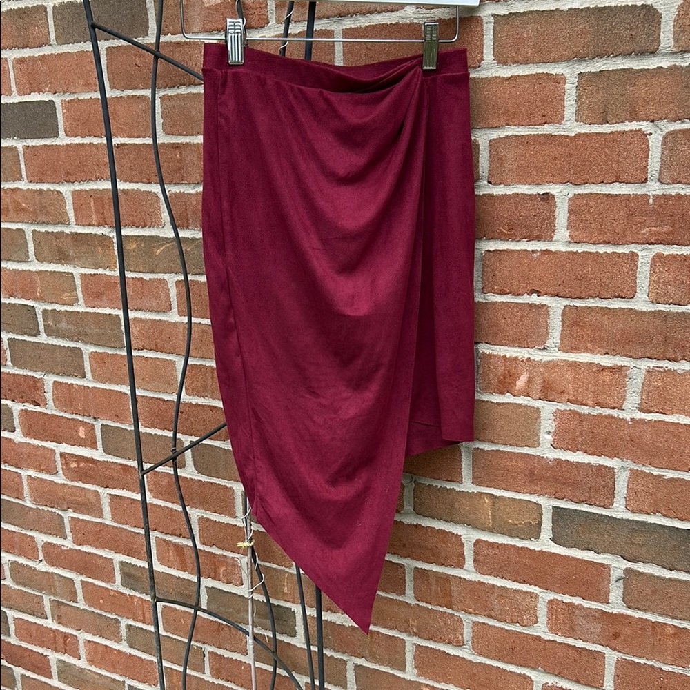Red Asymmetrical Wrap Skirt for Cocktail Nights